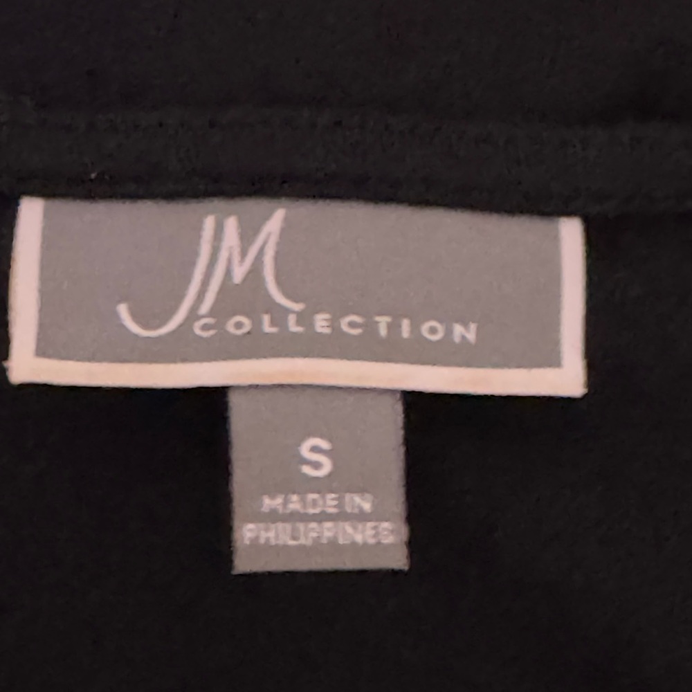H-161 JM Collection Black Embellished Tie Front Long Sleeve Pullover Blouse - Picture 12 of 14